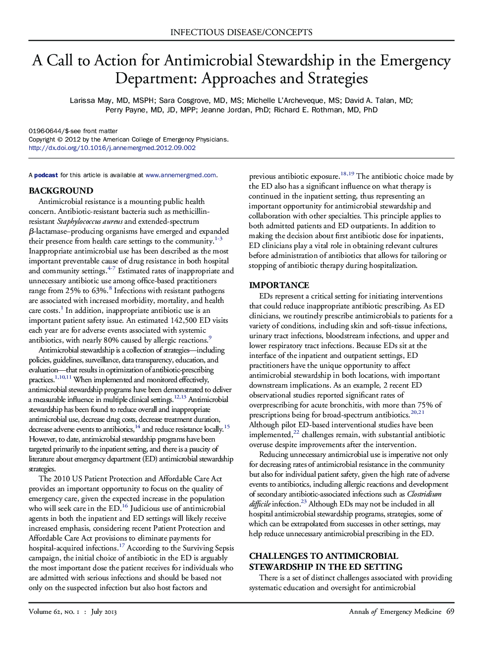 A Call to Action for Antimicrobial Stewardship in the Emergency Department: Approaches and Strategies