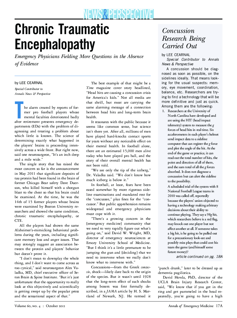 Chronic Traumatic Encephalopathy