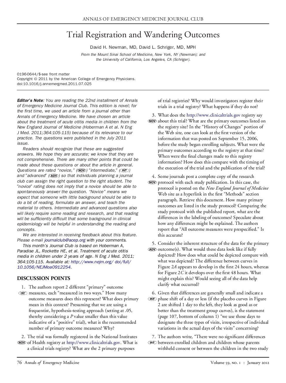 Trial Registration and Wandering Outcomes