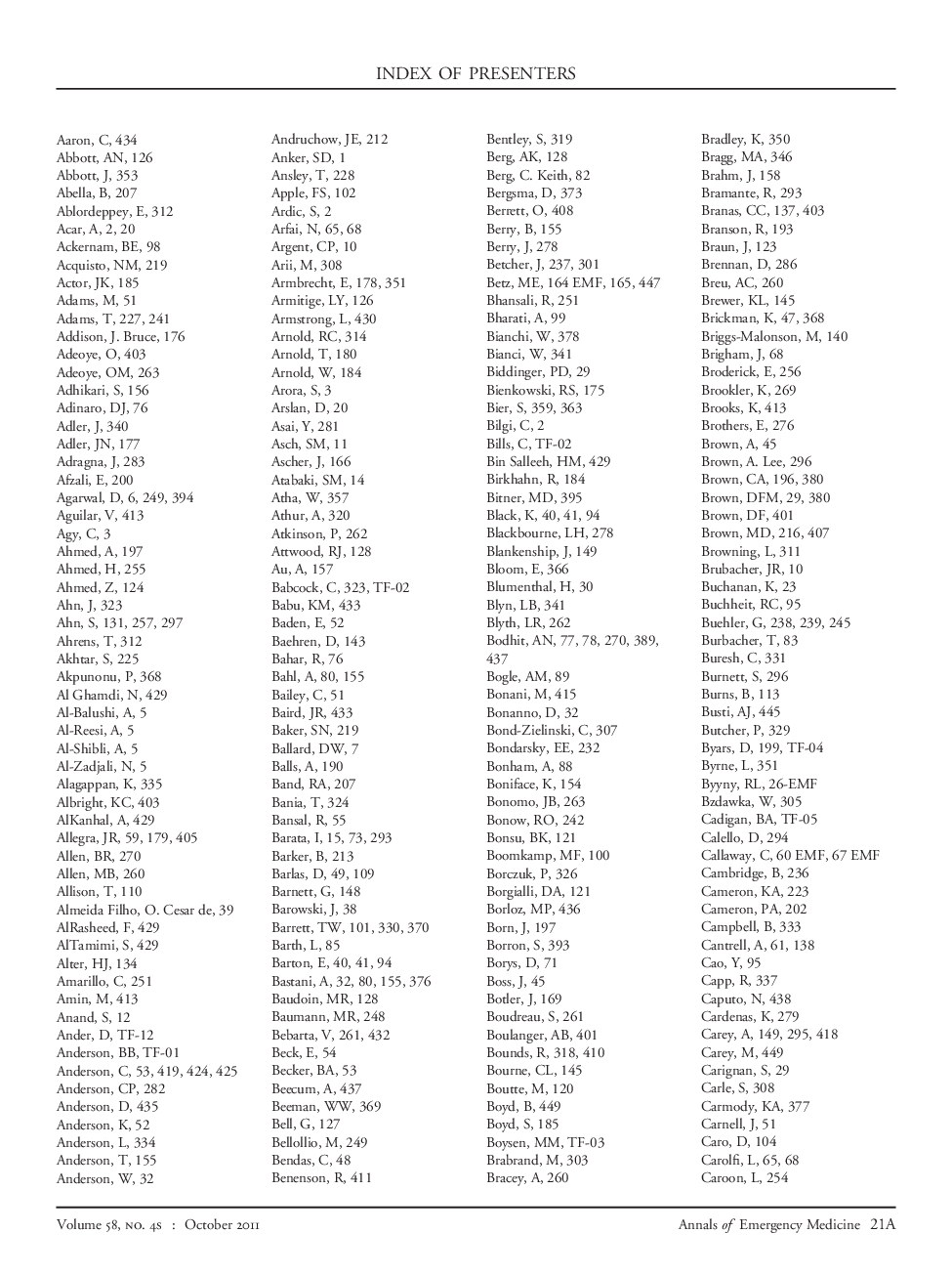 Index of Presenters