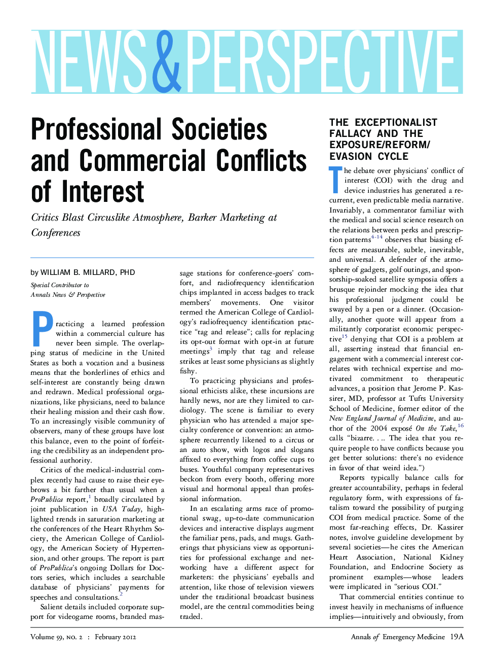 Professional Societies and Commercial Conflicts of Interest