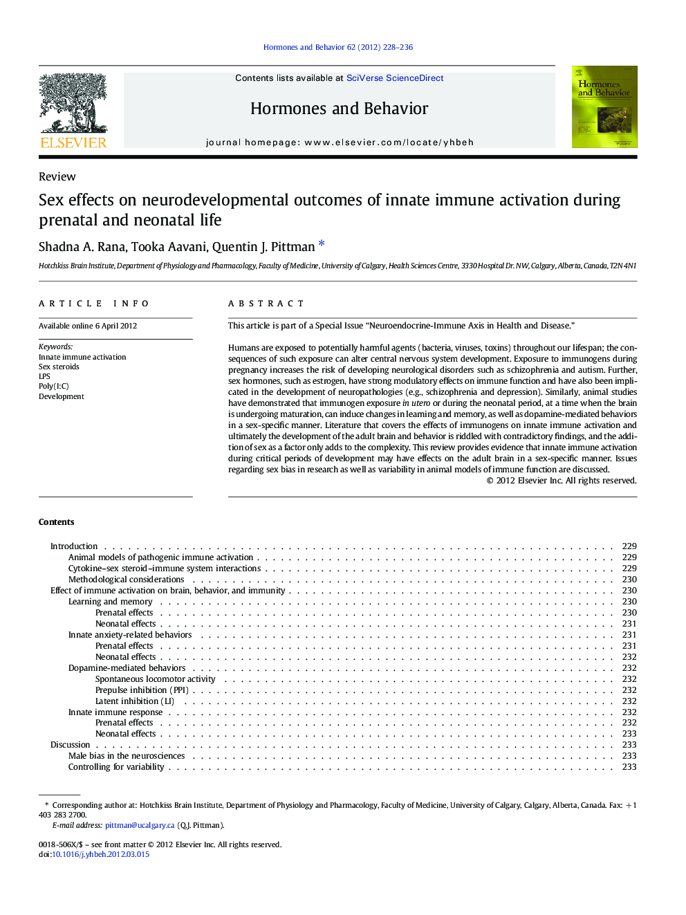 Sex effects on neurodevelopmental outcomes of innate immune activation during prenatal and neonatal life