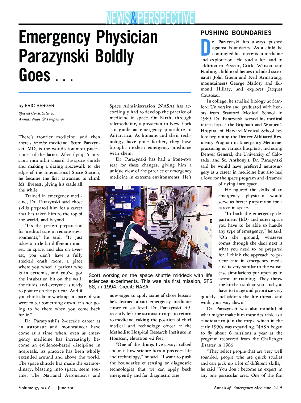 Emergency Physician Parazynski Boldly GoesÂ â¦