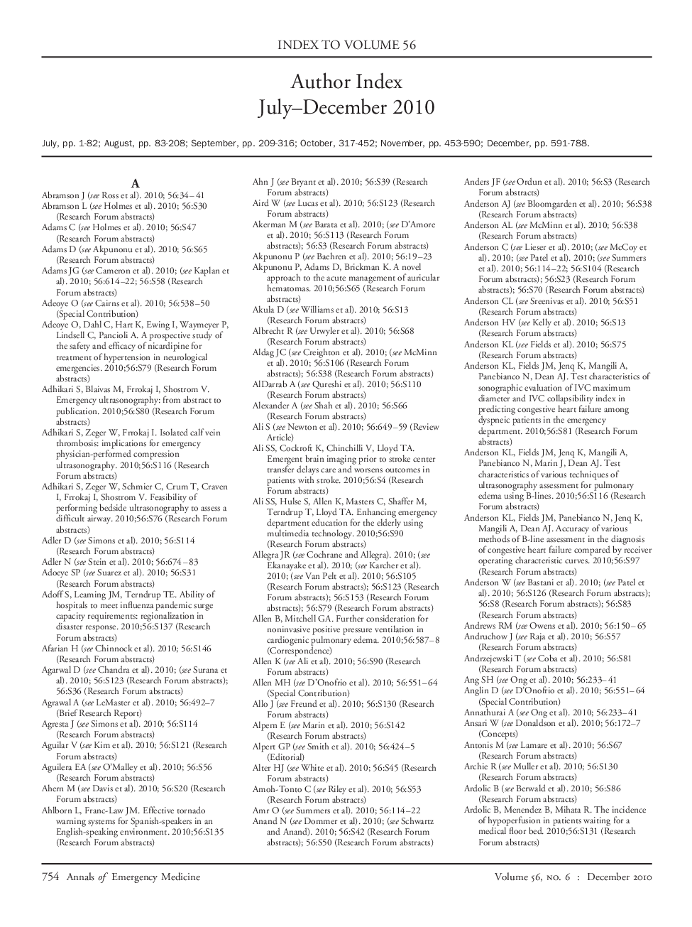 Author Index July-December 2010