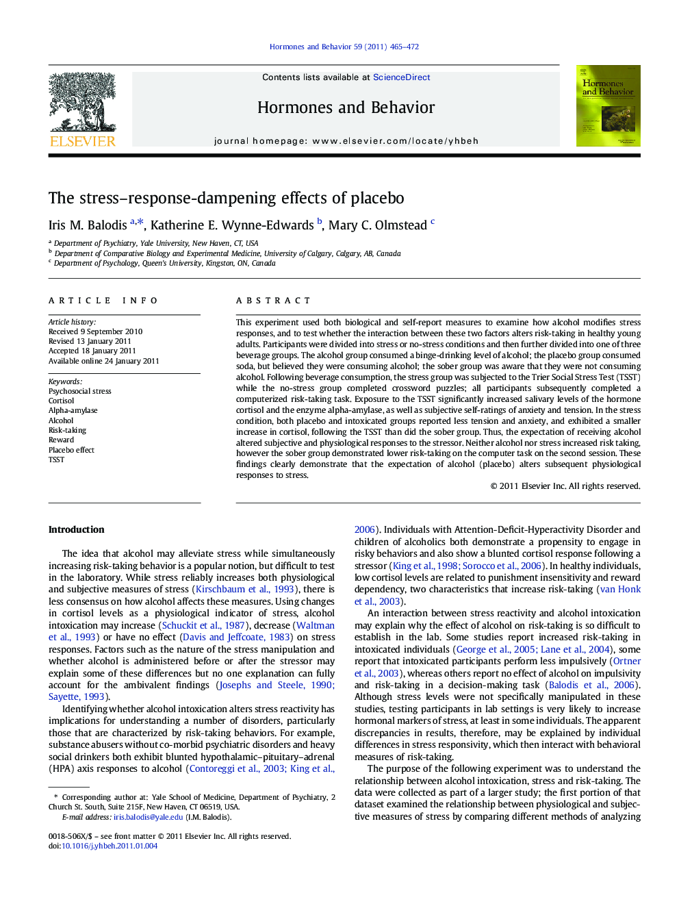 The stress–response-dampening effects of placebo