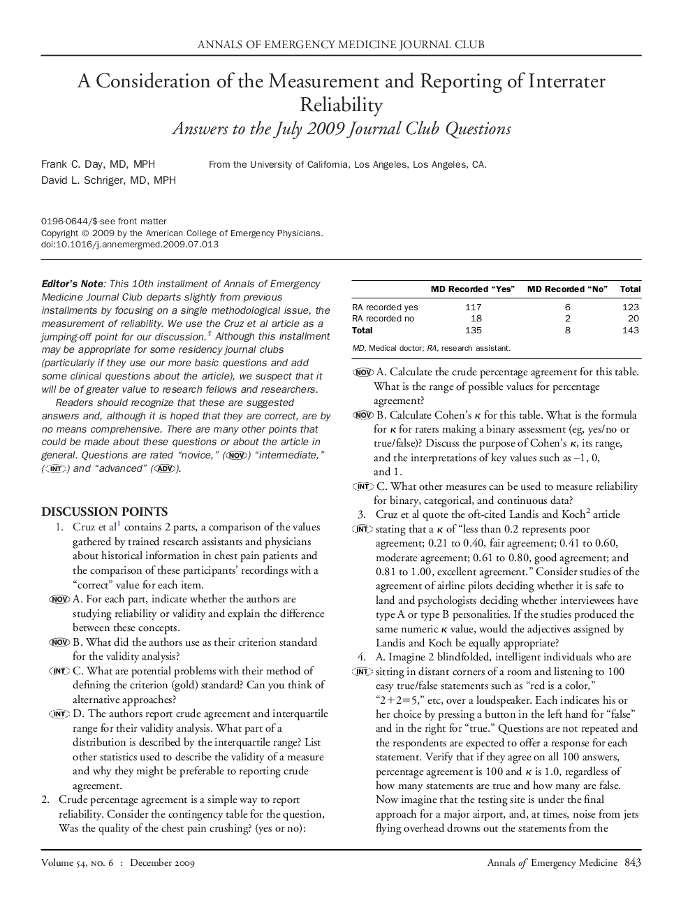 A Consideration of the Measurement and Reporting of Interrater Reliability