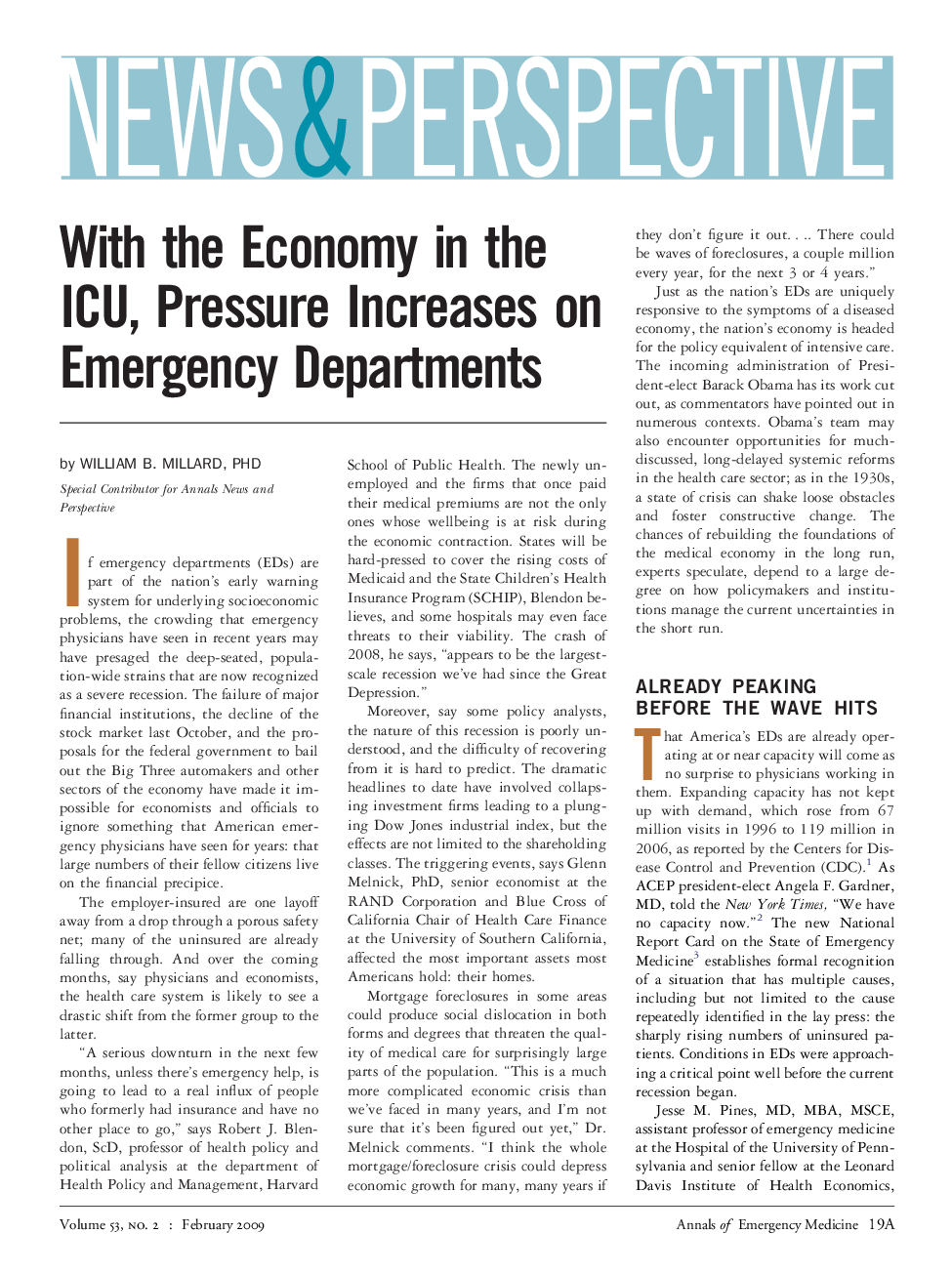 With the Economy in the ICU, Pressure Increases on Emergency Departments