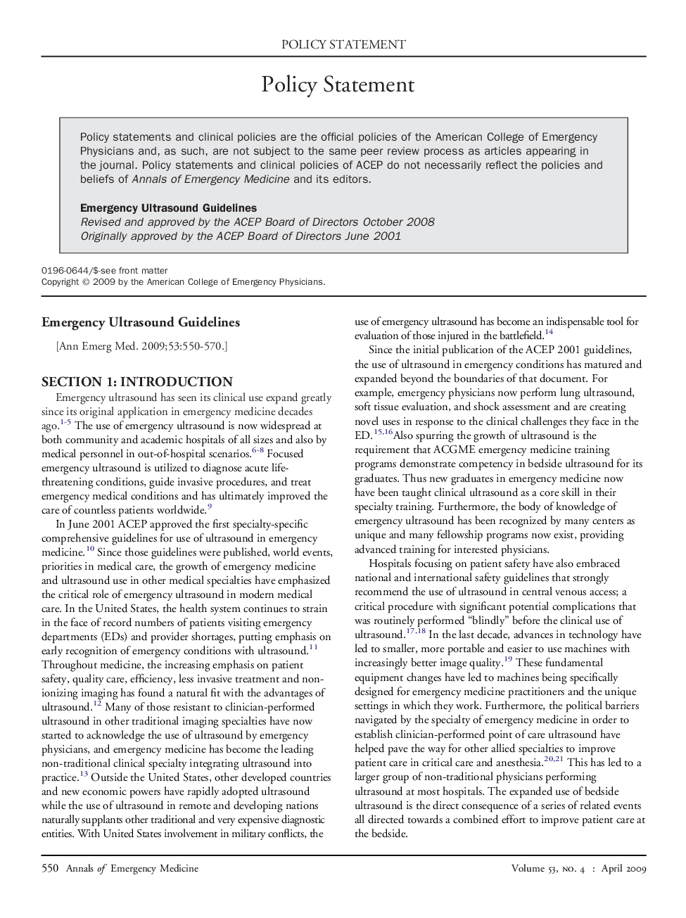 Emergency Ultrasound Guidelines