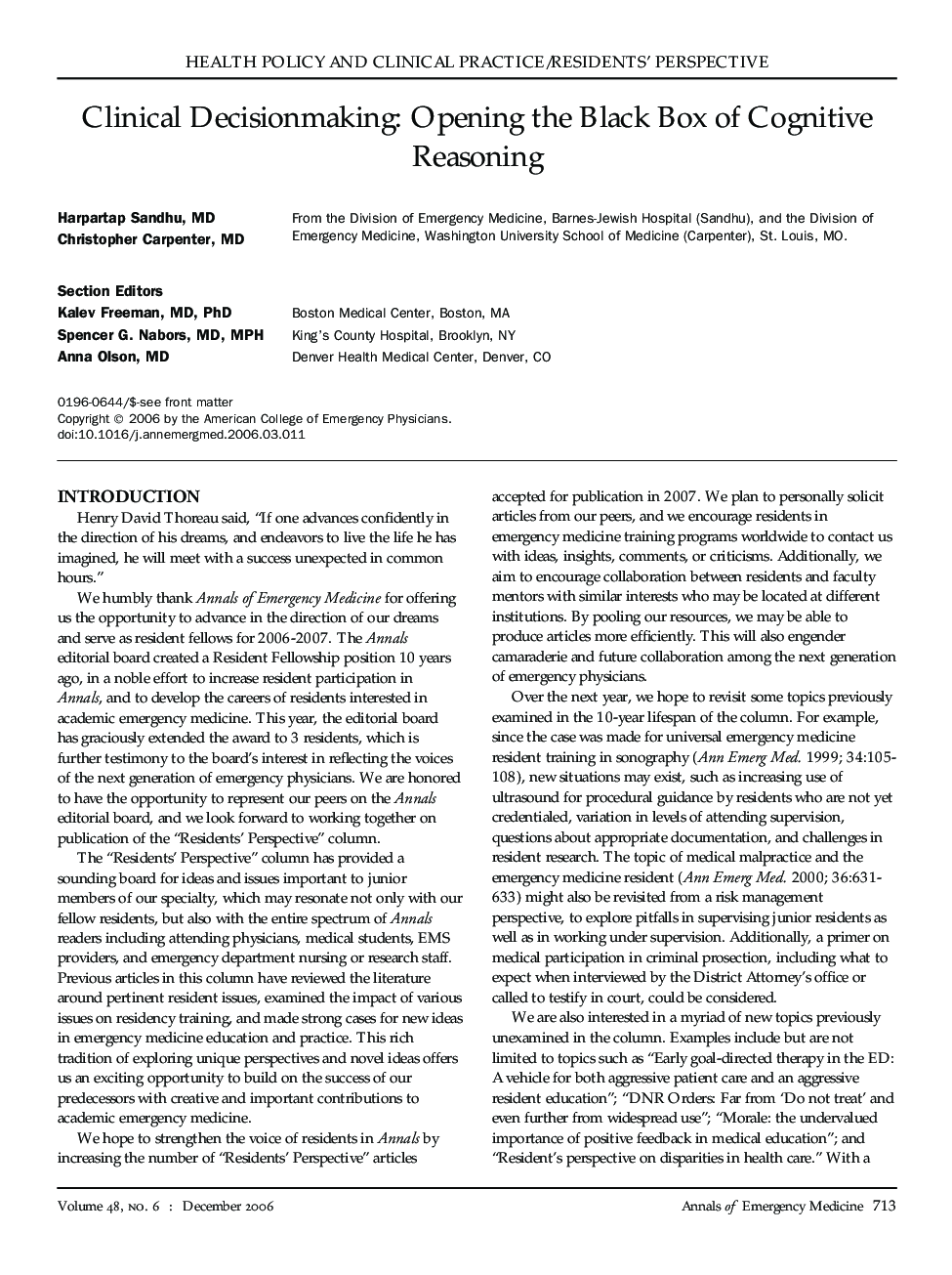 Clinical Decisionmaking: Opening the Black Box of Cognitive Reasoning