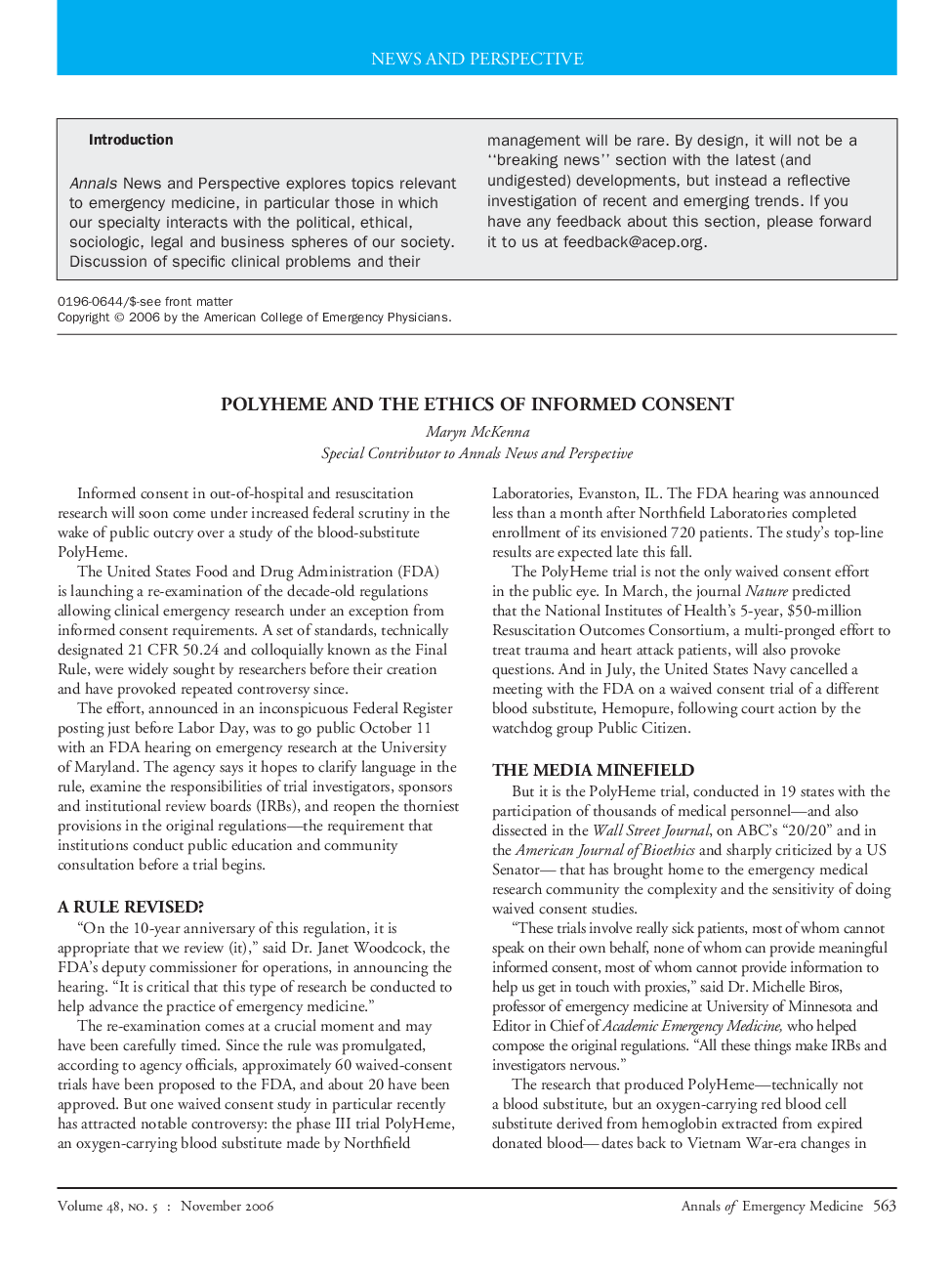 PolyHeme and the Ethics of Informed Consent