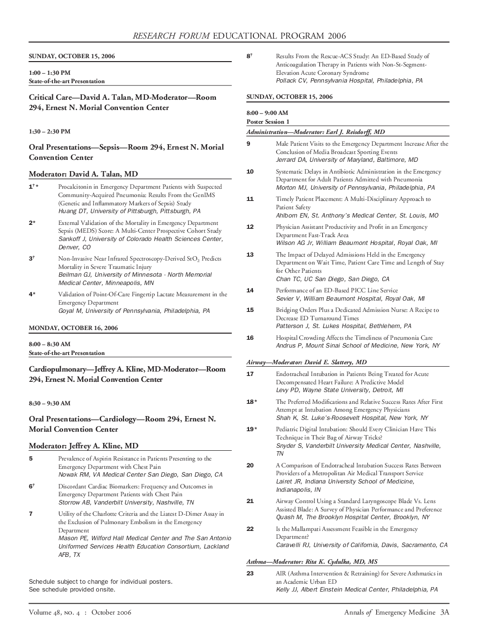 Research forum educational program 2006