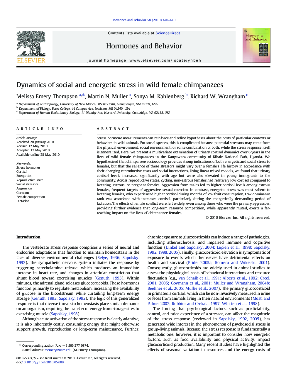 Dynamics of social and energetic stress in wild female chimpanzees