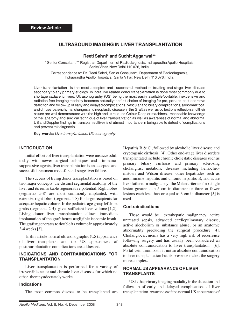 عکس صفحه اول مقاله: Ultrasound Imaging in Liver Transplantation Ultrasound Imaging in Liver Transplantation