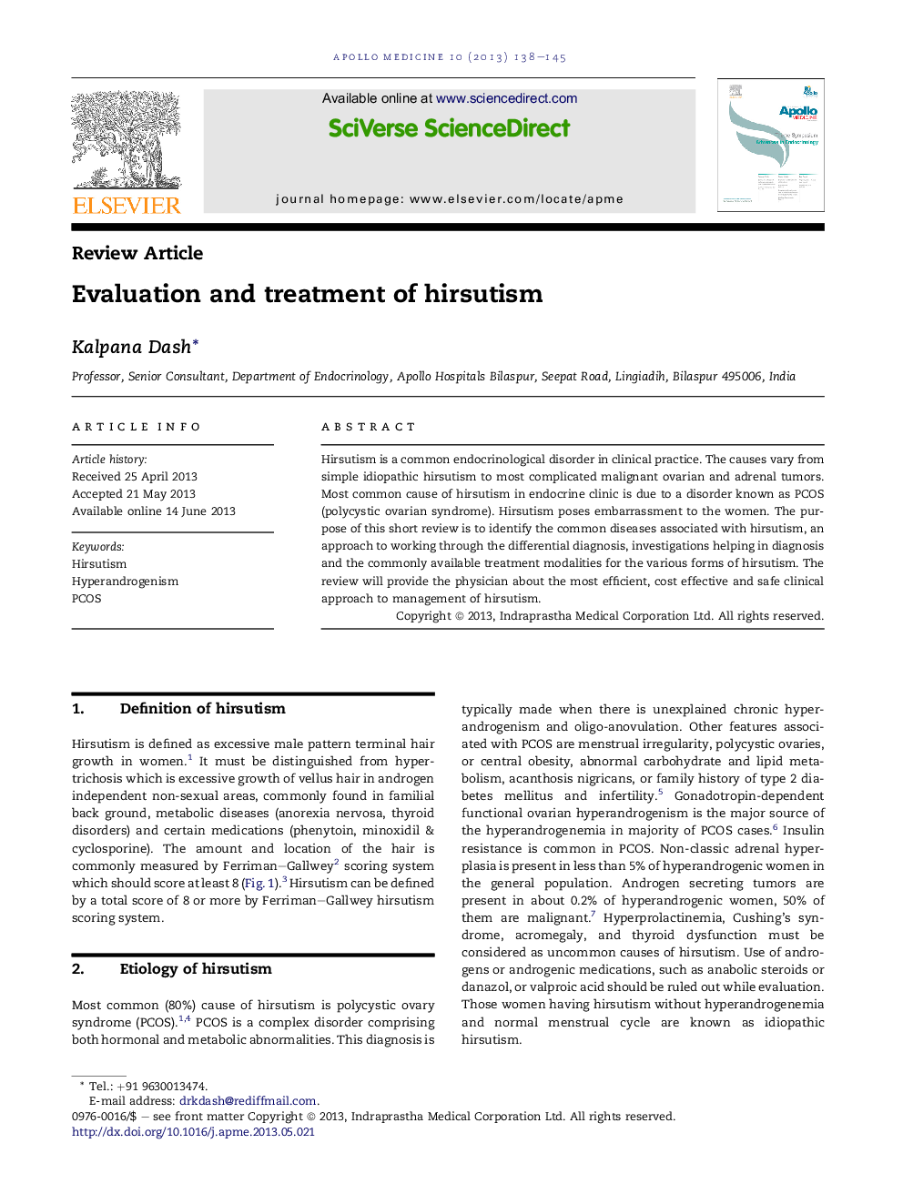 Evaluation and treatment of hirsutism