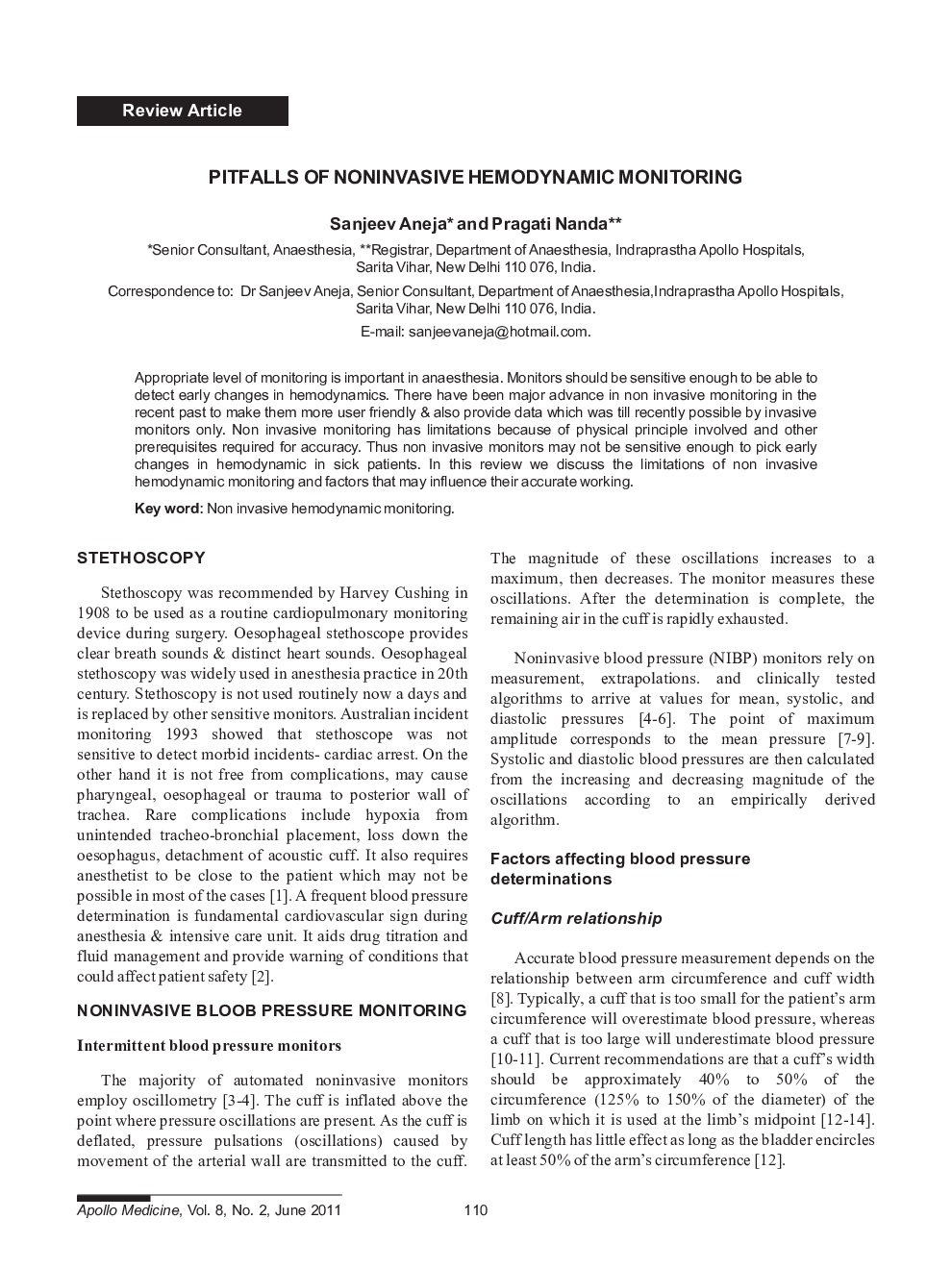 Pitfalls of Noninvasive Hemodynamic Monitoring