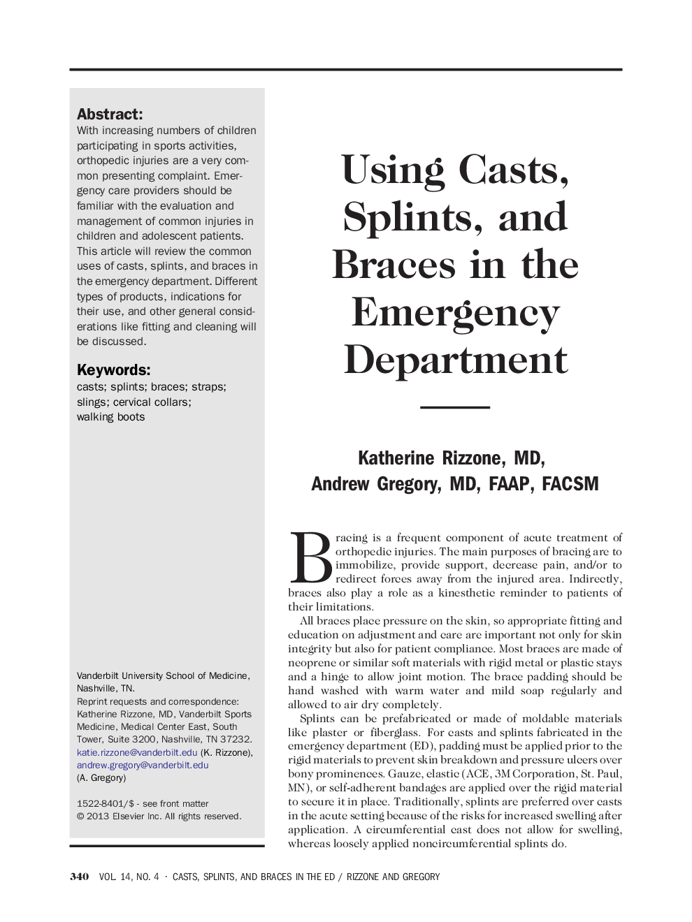 Using Casts, Splints, and Braces in the Emergency Department