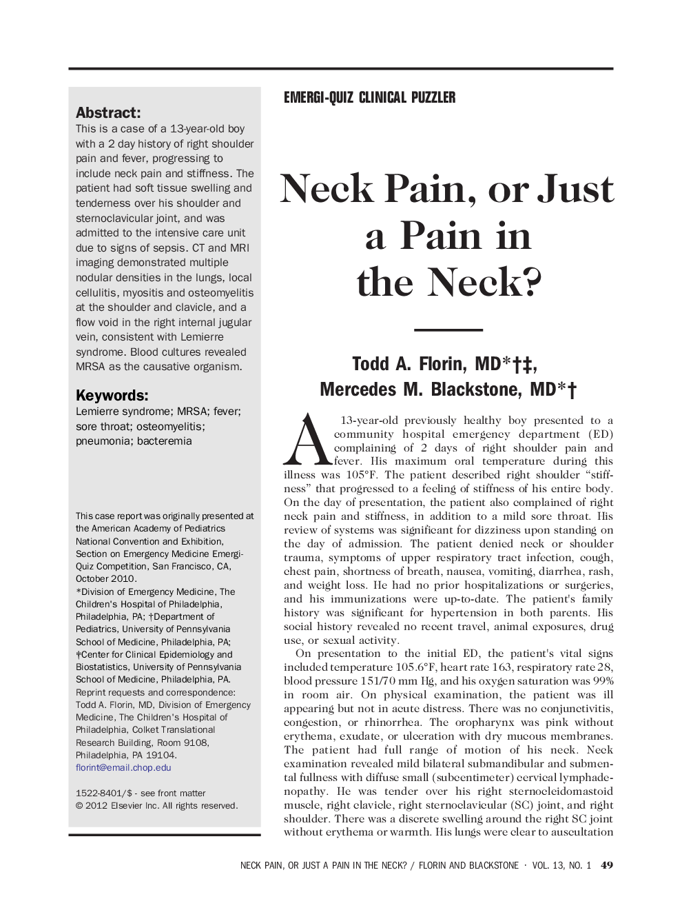 Neck Pain, or Just a Pain in the Neck? 