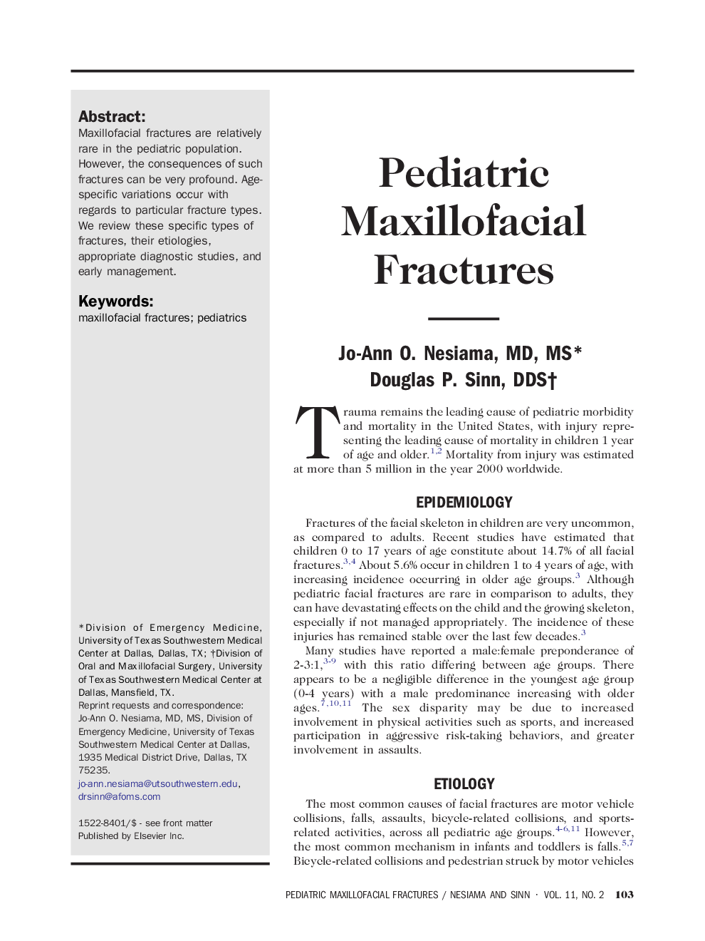 Pediatric Maxillofacial Fractures