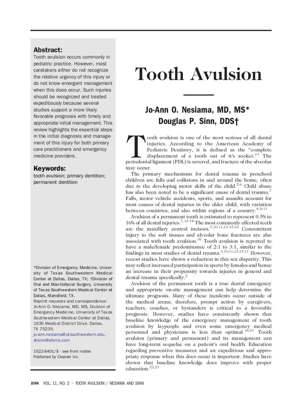 Tooth Avulsion