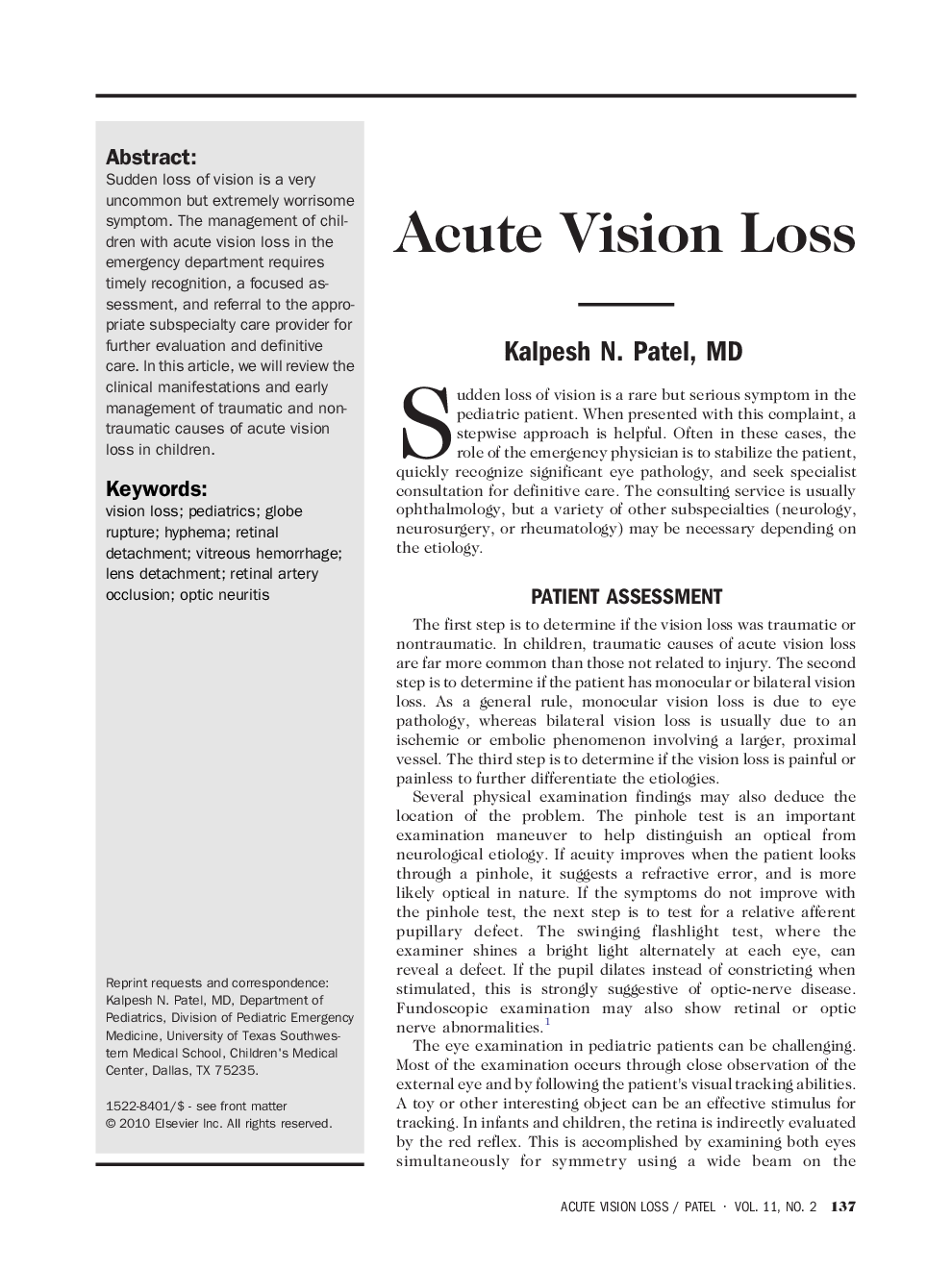 Acute Vision Loss