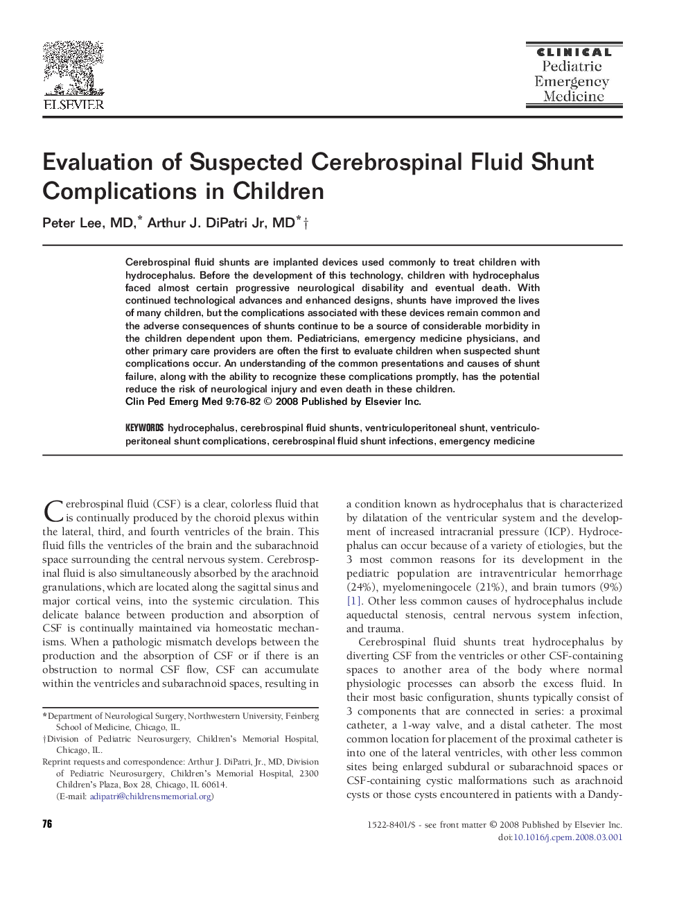 Evaluation of Suspected Cerebrospinal Fluid Shunt Complications in Children