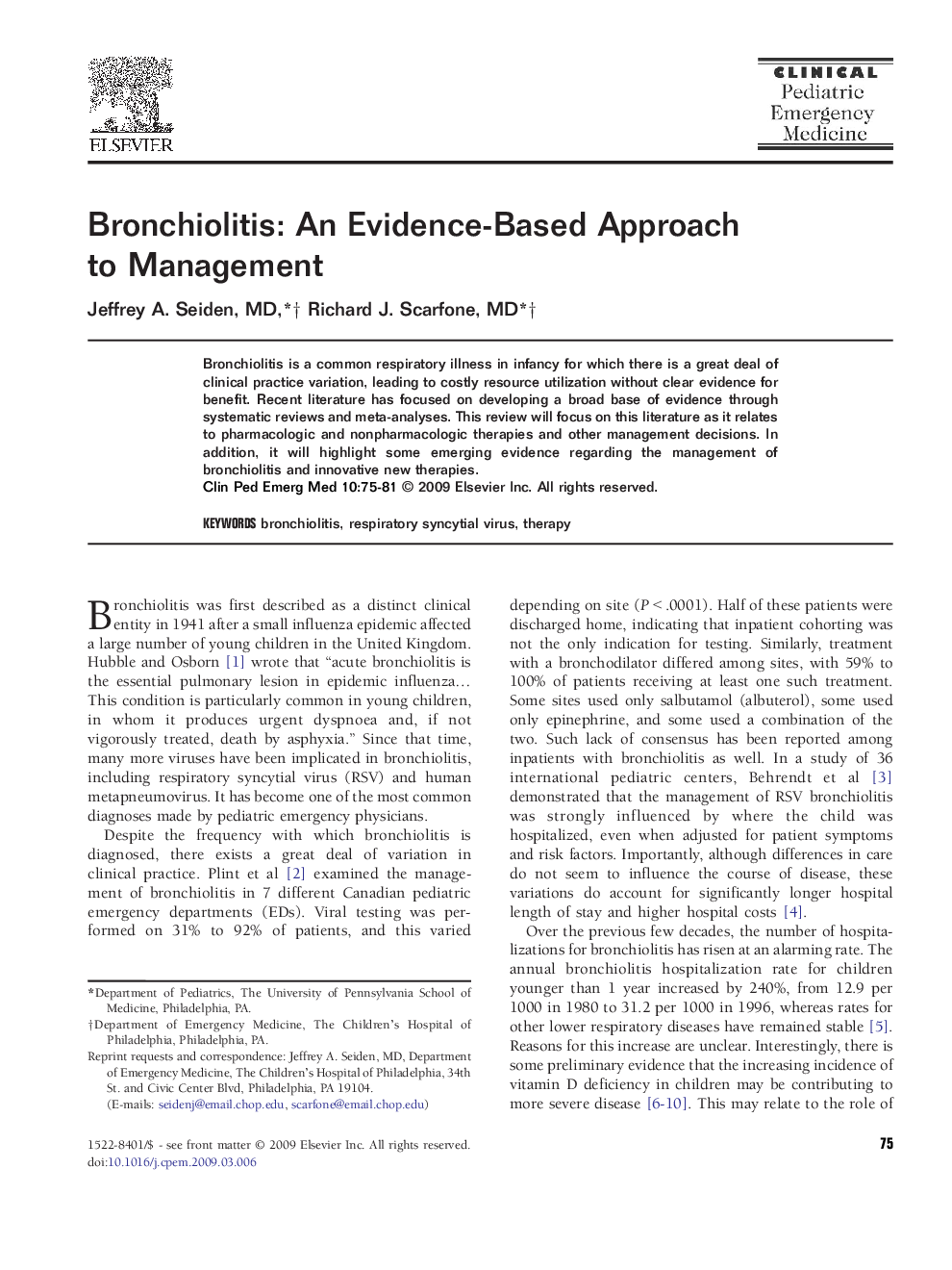 Bronchiolitis: An Evidence-Based Approach to Management