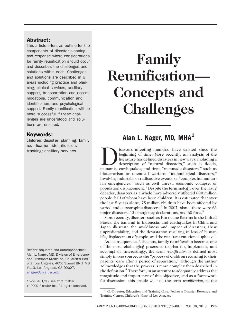 Family Reunification—Concepts and Challenges