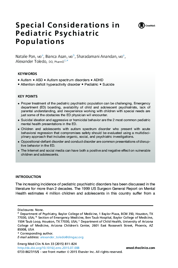 Special Considerations in Pediatric Psychiatric Populations