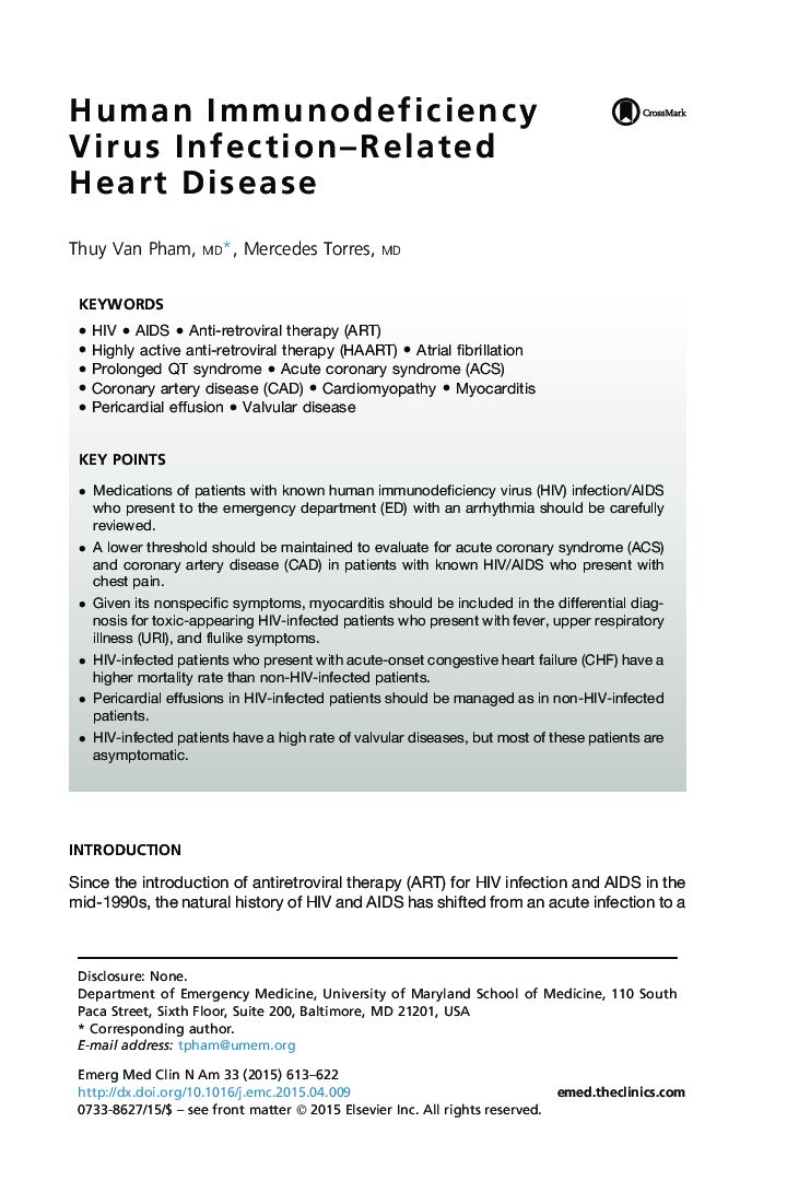 Human Immunodeficiency Virus Infection-Related Heart Disease