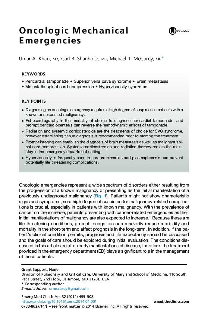 Oncologic Mechanical Emergencies