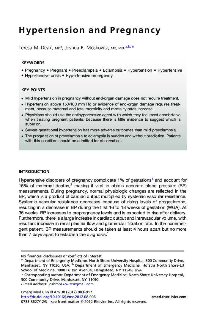 Hypertension and Pregnancy