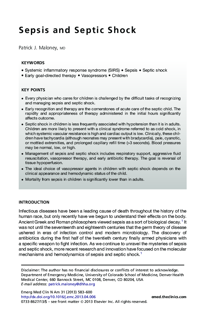 Sepsis and Septic Shock