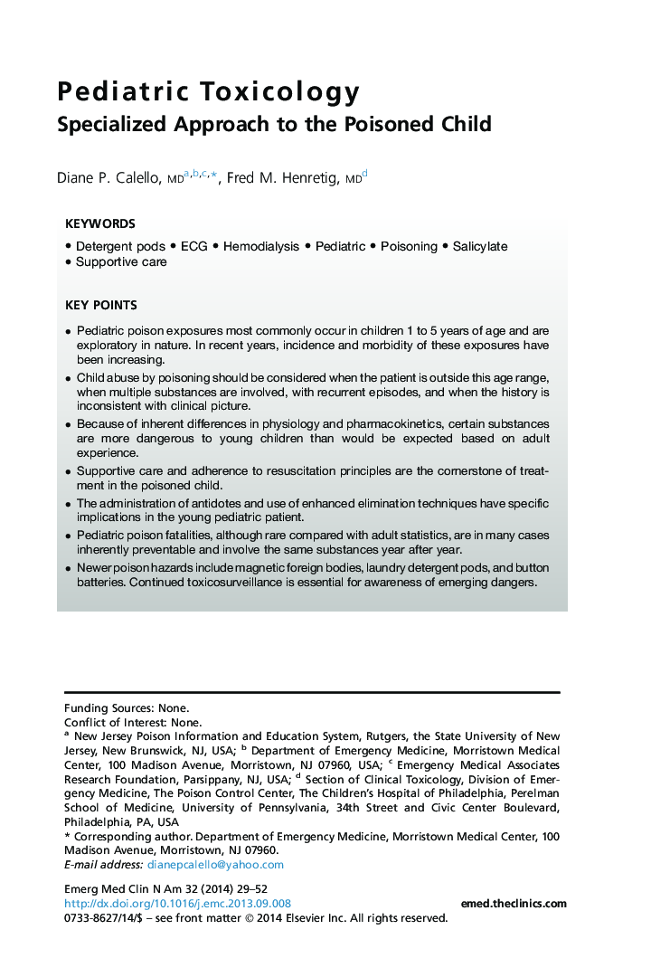 Pediatric Toxicology