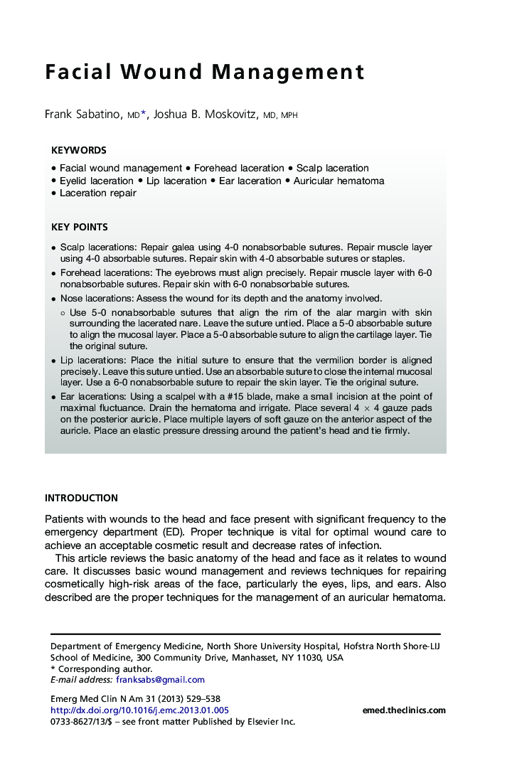 Facial Wound Management