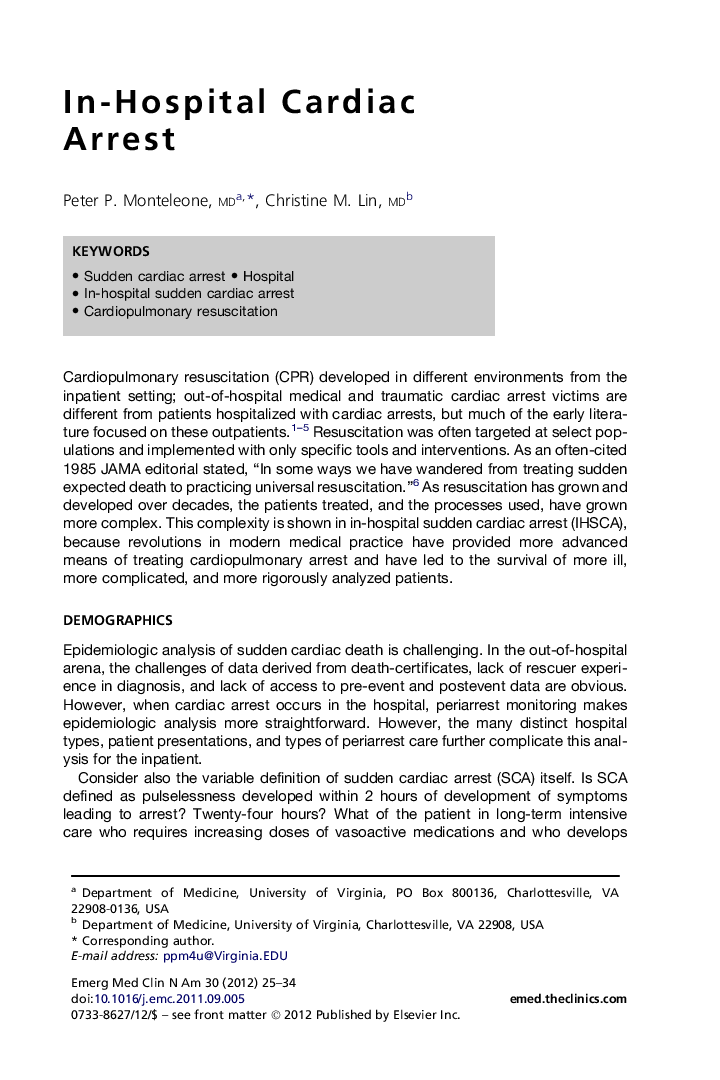 In-Hospital Cardiac Arrest