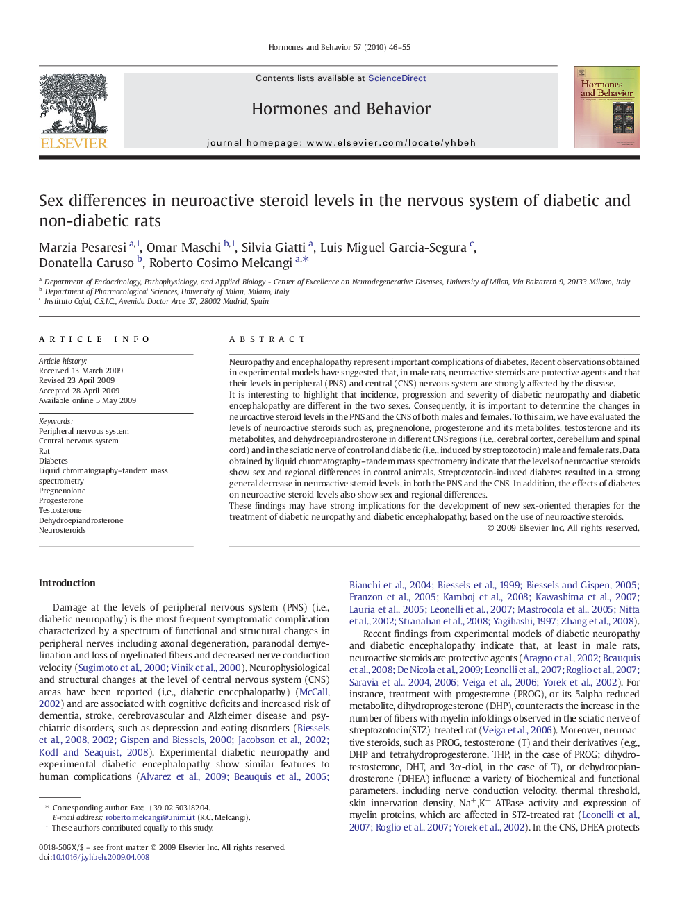 Sex differences in neuroactive steroid levels in the nervous system of diabetic and non-diabetic rats