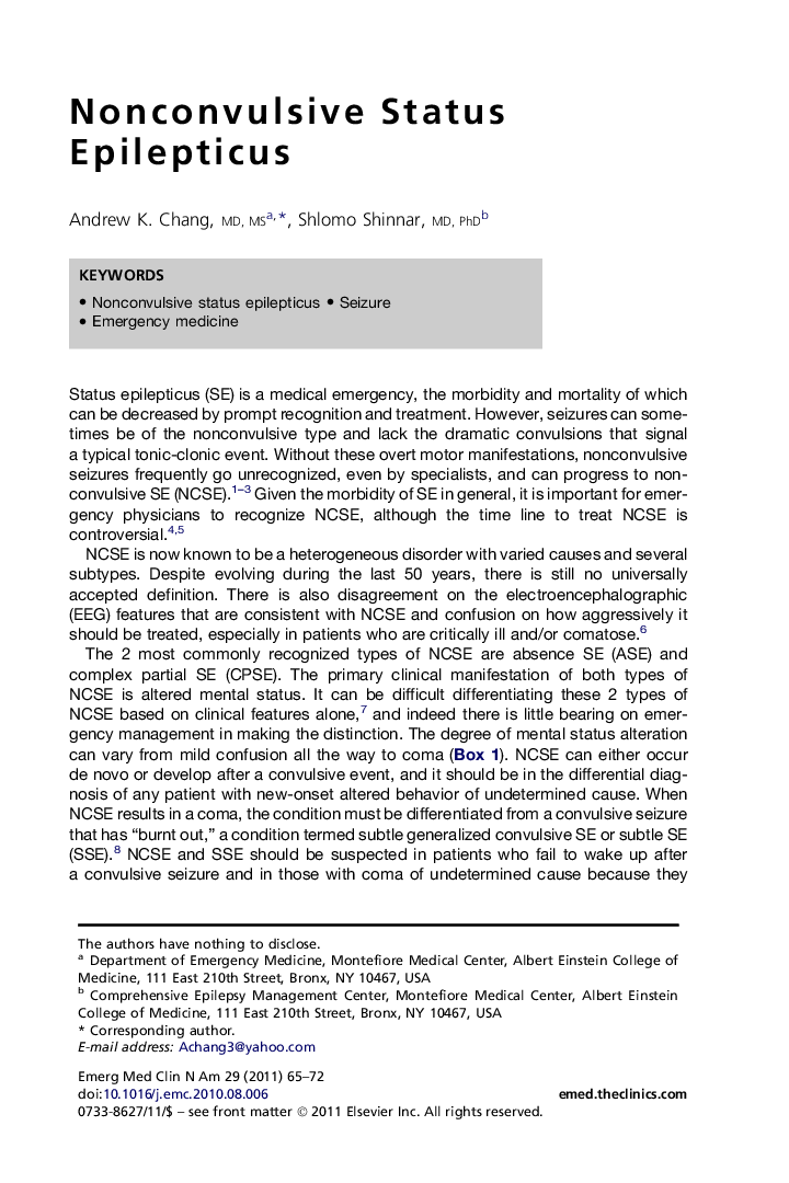 Nonconvulsive Status Epilepticus