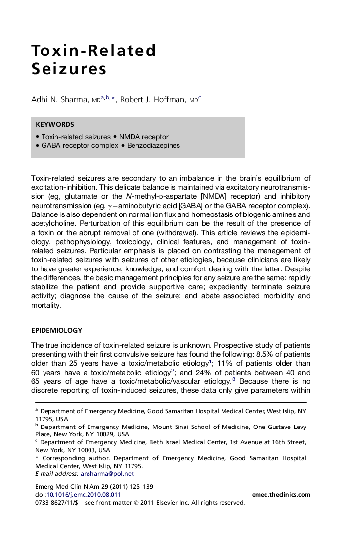 Toxin-Related Seizures