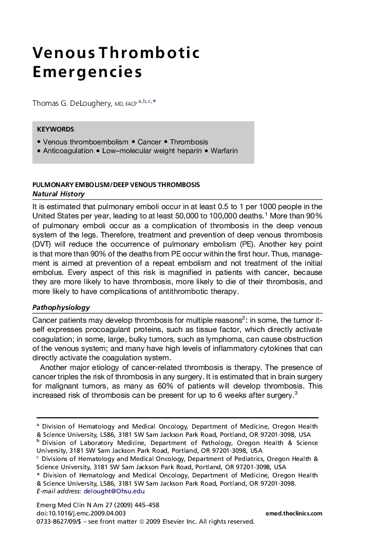 Venous Thrombotic Emergencies