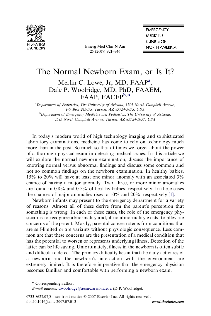 The Normal Newborn Exam, or Is It?