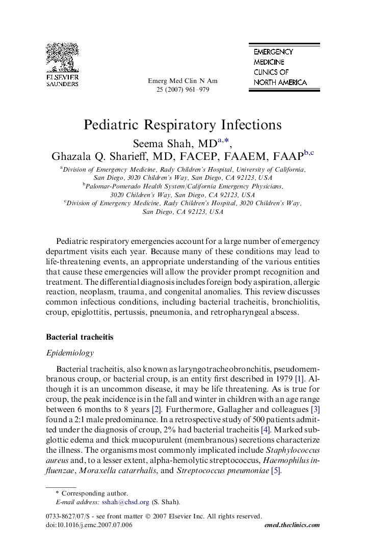 Pediatric Respiratory Infections