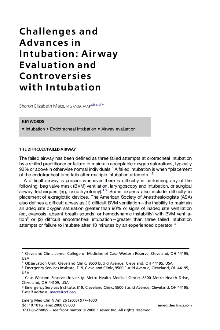 Challenges and Advances in Intubation: Airway Evaluation and Controversies with Intubation