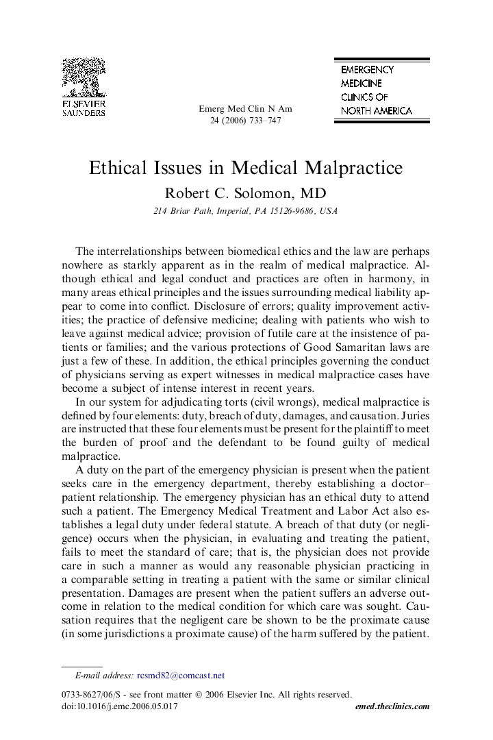 Ethical Issues in Medical Malpractice