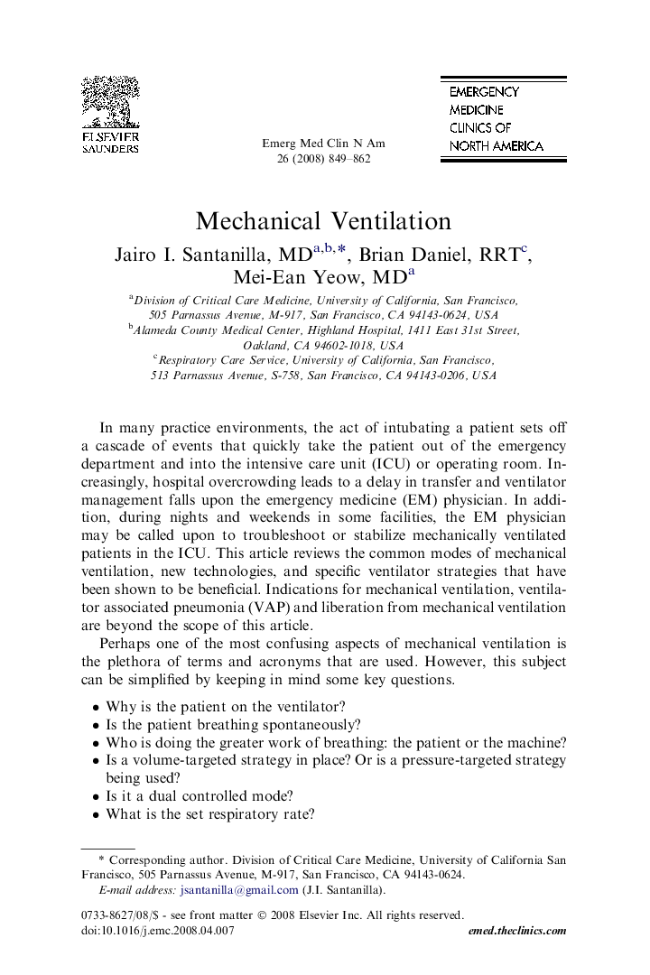 Mechanical Ventilation