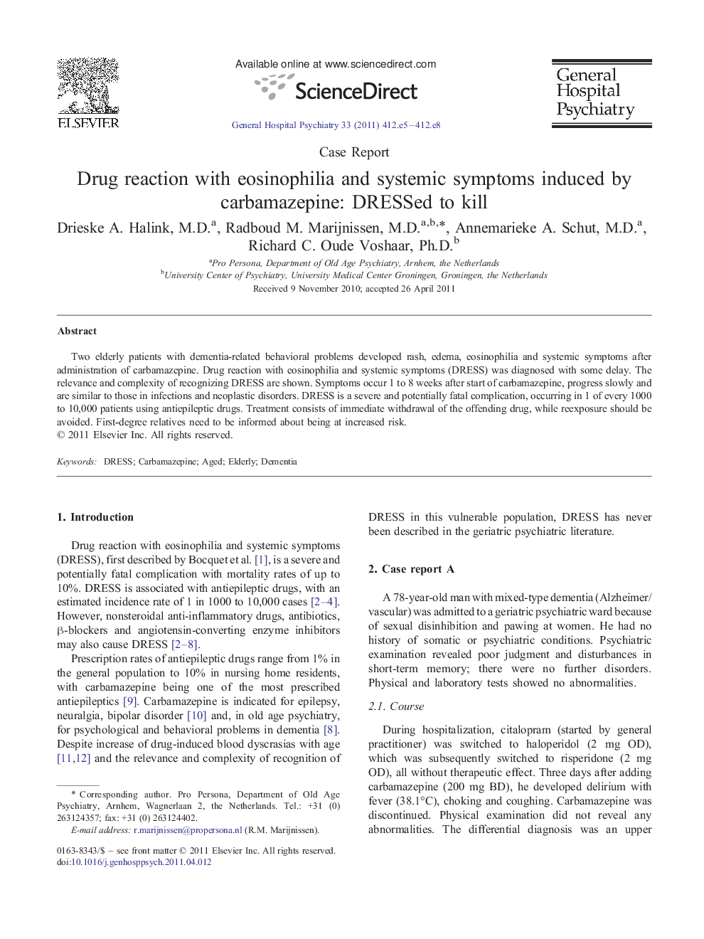 Drug reaction with eosinophilia and systemic symptoms induced by carbamazepine: DRESSed to kill