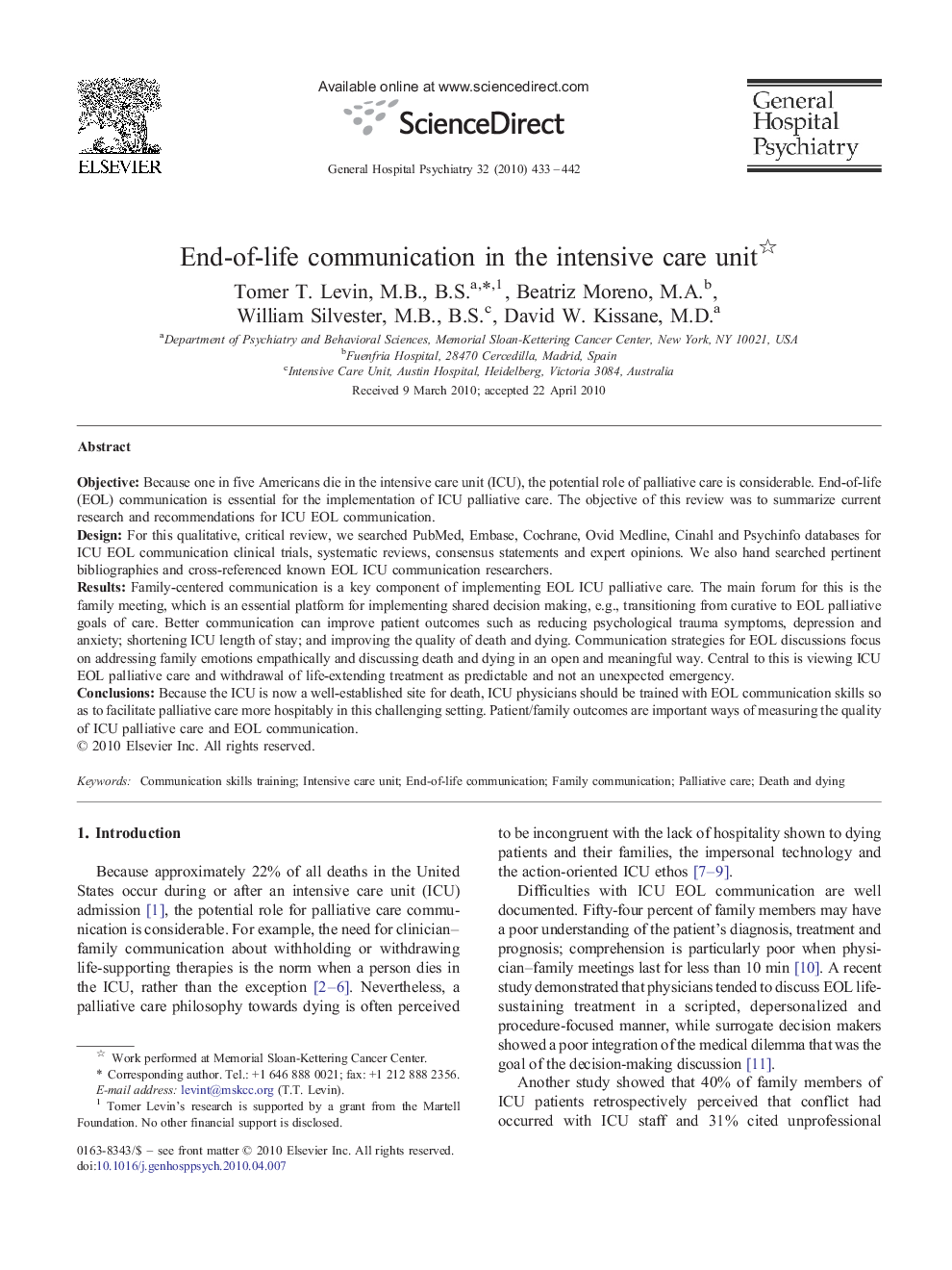 End-of-life communication in the intensive care unit 