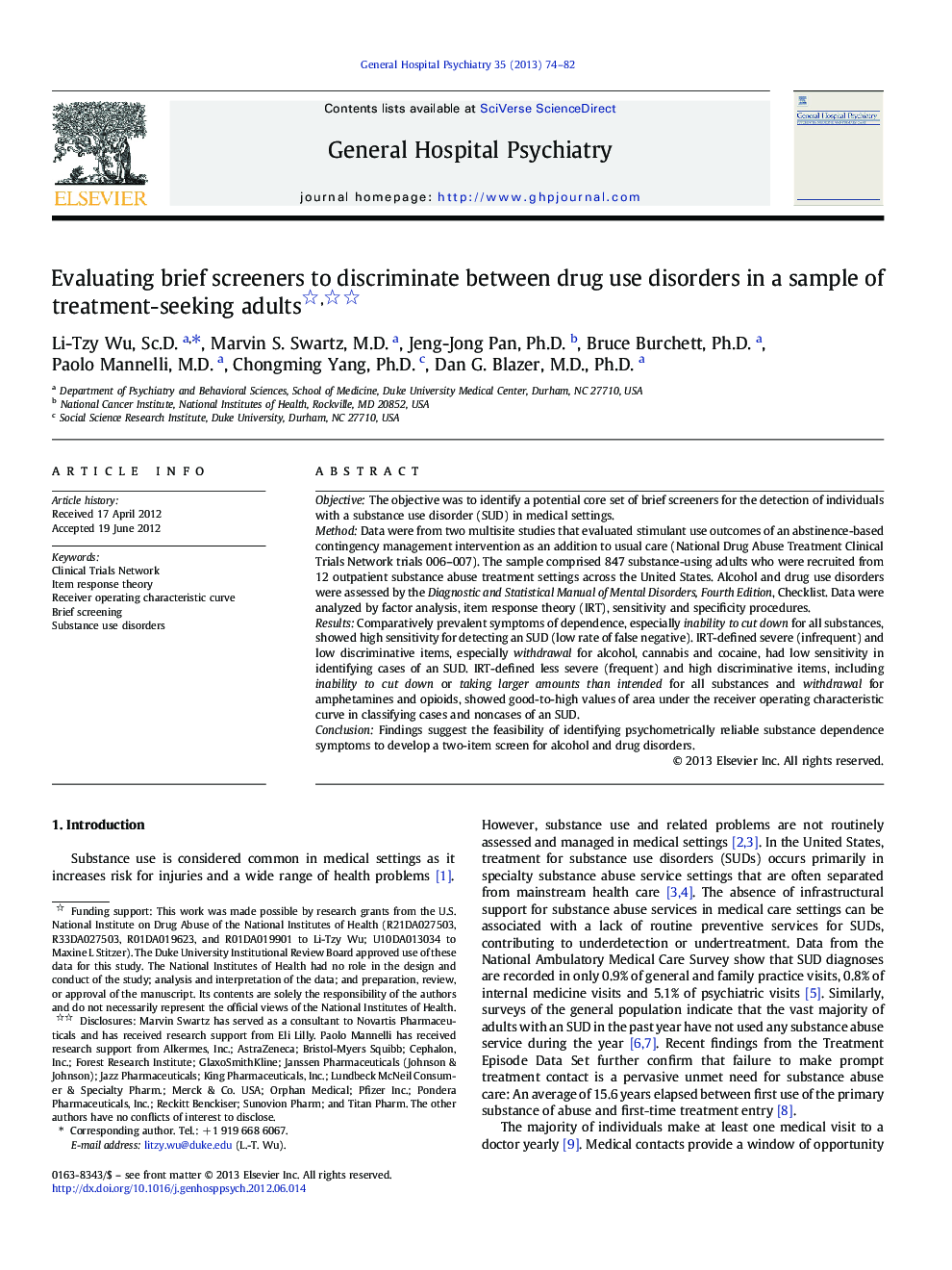 Evaluating brief screeners to discriminate between drug use disorders in a sample of treatment-seeking adults 