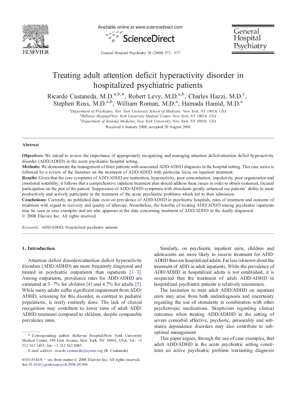عکس صفحه اول مقاله: Treating adult attention deficit hyperactivity disorder in hospitalized psychiatric patients Treating adult attention deficit hyperactivity disorder in hospitalized psychiatric patients