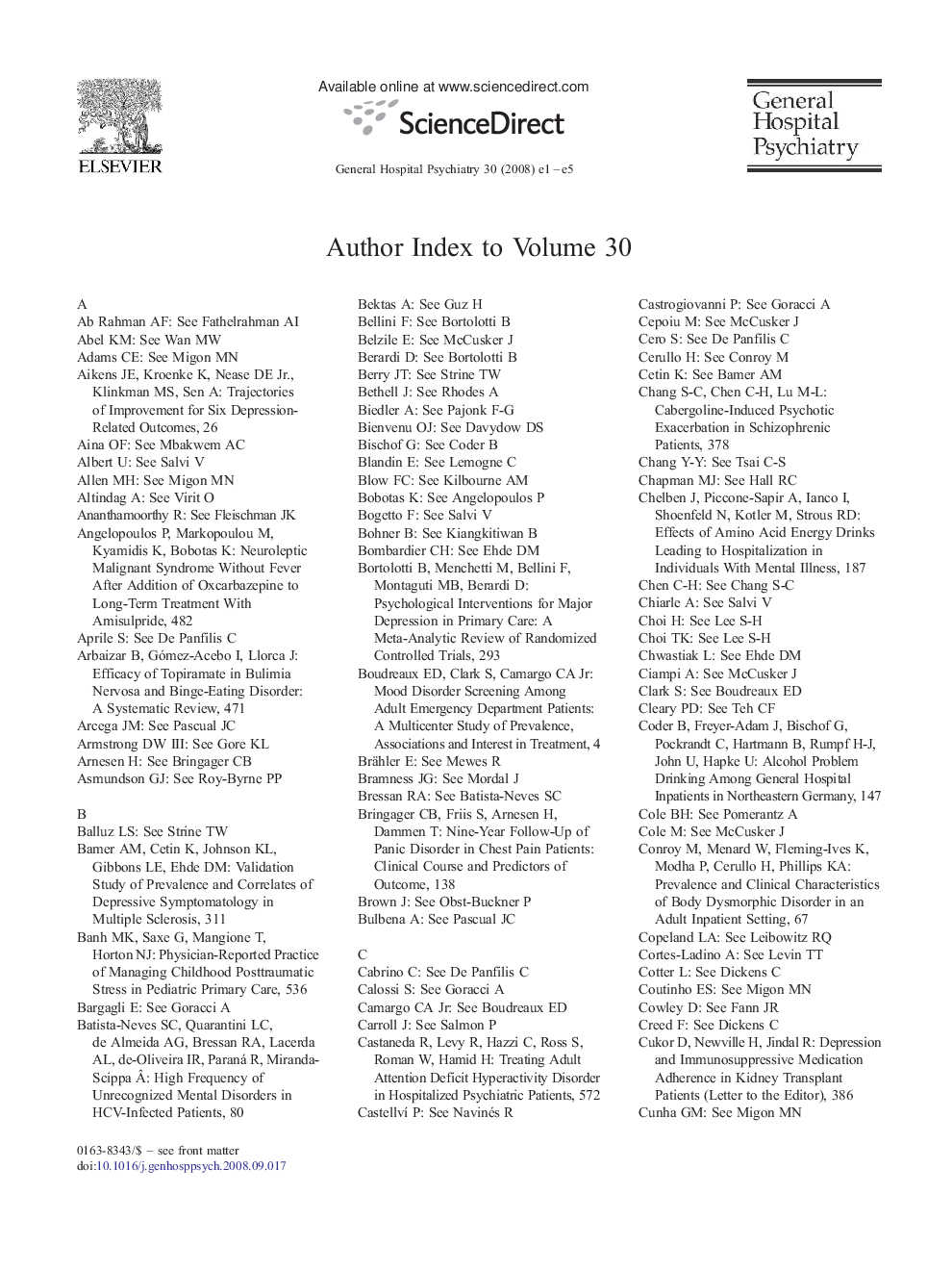 Author Index to Volume 30