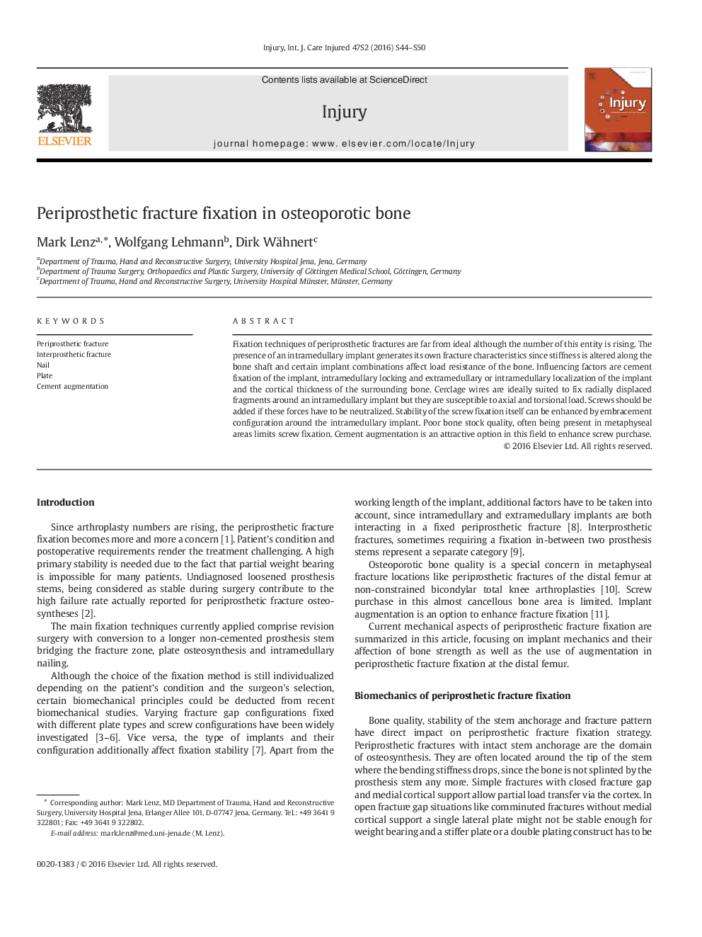 Periprosthetic fracture fixation in osteoporotic bone